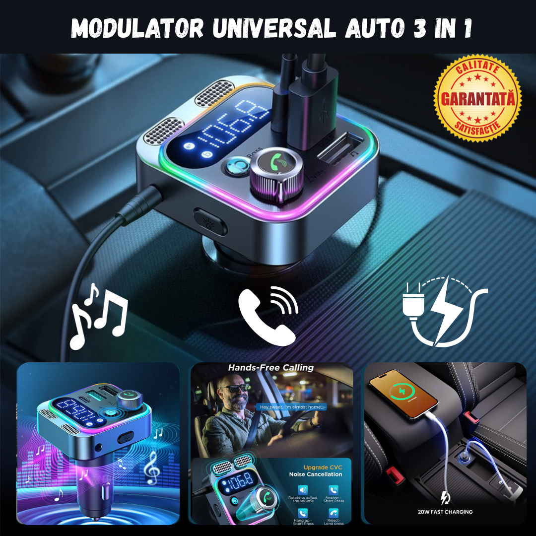 Modulator auto 3-în-1 Bluetooth Joyroom®